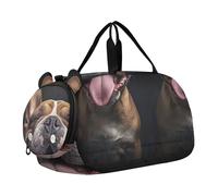 Sac de voyage pour garçons avec bandoulière - Motif bouledogue heureux - Pour le week-end, Rire Bulldog Portrait drôle, Classique