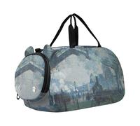 Sac de voyage pour garçons, cavaliers arabes Delacroix, peinture Delacroix, sacs de nuit pour tout-petits filles, sacs de voyage pour compartiment à chaussures, Claude Monet Normandie Train Gare Art
