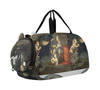 Sac de voyage pour garçons, cavaliers arabes Delacroix, peinture Delacroix, sacs de nuit pour tout-petits filles, sacs de voyage pour compartiment à chaussures, Roches Vierges Leonardo da Vinci
