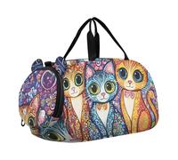 Sac de voyage pour garçons et filles - Motif fleurs sauvages, Grands yeux de chats, Classique