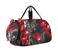 Sac de voyage pour garçons et filles - Sac de sport coloré en bois de cerf, Red Roses Love Pup Dog, Classique