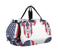 Sac de voyage pour garçons - Imprimé loup gris - Animaux sauvages - Sac de voyage pour enfants, Crâne drapeau américain blanc, Classique