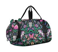 Sac de voyage pour garçons - Imprimé loup gris - Animaux sauvages - Sac de voyage pour enfants, Papillons Noirs Fleurs Licornes, Classique