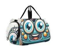 Sac de voyage pour garçons, sacs de nuit pour tout-petits, beaux sacs de sport pour voyage, sac de danse, Voiture de dessin animé drôle bleue, Classique
