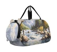 Sac de voyage pour garçons, sacs de nuit pour tout-petits, chats, bibliothèques, sacs de sport chauds pour voyage, gym, bagage pour enfants, Pêche à la mouche pittoresque rivière, Classique