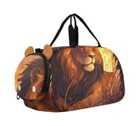 Sac de voyage pour garçons, sacs de nuit pour tout-petits, chats, bibliothèques, sacs de sport chauds pour voyage, gym, bagage pour enfants, Majestic Lion Sunset Golden Crinière, Classique