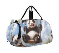 Sac de voyage pour garçons, sacs de nuit pour tout-petits, chats, bibliothèques, sacs de sport chauds pour voyage, gym, bagage pour enfants, Balançoire panda ludique bleu ciel, Classique
