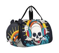 Sac de voyage pour garçons, sacs de nuit pour tout-petits, motif cœurs, rose, Saint-Valentin, blanc, sac de voyage, sac fourre-tout pour filles, compartiment à chaussures, Fuuny Golgo Rainbow Sun Noir