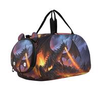 Sac de voyage pour garçons, sacs de nuit pour tout-petits, motif cœurs, rose, Saint-Valentin, blanc, sac de voyage, sac fourre-tout pour filles, compartiment à chaussures, Énorme Dragon Fire Magma
