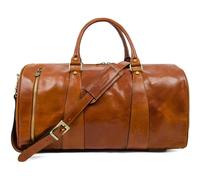 Sac de Voyage pour Homme en Cuir véritable - Idéal en Bagage Cabine - Time Resistance (Cognac)