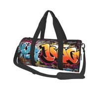 Sac de voyage pour homme et femme avec compartiment à chaussures de grande capacité, sac de nuit, graffiti, hip-hop, sac fourre-tout de sport, sac de sport pour voyage, yoga, Noir , Taille unique