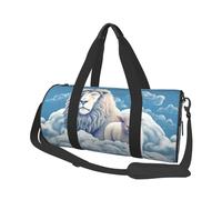Sac de voyage pour homme et femme avec compartiment à chaussures - Grande capacité - Agneau avec un lion sur les nuages - Sac fourre-tout de sport pour voyage, yoga, Noir , Taille unique