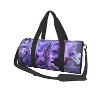 Sac de voyage pour homme et femme avec compartiment à chaussures - Grande capacité - Motif fleurs de couleur lavande violette, Noir , Taille unique