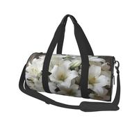 Sac de voyage pour homme et femme avec compartiment à chaussures, grande capacité, sac de nuit, sac fourre-tout rouge et noir, sac de sport pour voyage, yoga, Bouquet de lys blancs, Taille unique