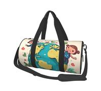 Sac de voyage pour homme et femme avec compartiment à chaussures, grande capacité, sac de nuit, sac fourre-tout Happy Earth, sac de sport pour voyage, yoga, Noir , Taille unique