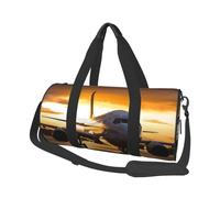 Sac de voyage pour homme et femme avec compartiment à chaussures - Grande capacité - Sac de voyage - Motif zèbre - Sac fourre-tout pour le sport et le yoga, Avion sous la lumière du soir, Taille