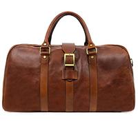 Sac de Voyage pour Homme et Femme en Cuir véritable - Idéal en Bagage Cabine - Time Resistance (Cognac)