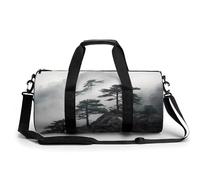 Sac de voyage pour homme et femme - Grande capacité - Motif montagne brumeuse - Pin - Sac de sport en toile pour voyage, yoga, blanc, 45 cm/22,9 cm/22,9 cm, blanc, blanc, 17.7in/9in/9in