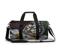 Sac de voyage pour homme et femme - Grande capacité - Motif papillon sur une fleur - Sac de sport en toile pour voyage, yoga, blanc, 45 cm/22,9 cm/22,9 cm - Blanc, blanc, 17.7in/9in/9in