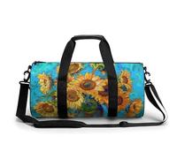 Sac de voyage pour homme et femme - Grande capacité - Vase de tournesol - Peinture - Sac de sport en toile pour voyage, yoga, blanc, 45 cm/22,9 cm/22,9 cm, blanc, blanc, 17.7in/9in/9in
