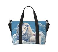 Sac de voyage pour homme et femme - Réglable - Grande capacité - Sac fourre-tout étanche pour le sport et le yoga, Agneau avec un lion sur les nuages, Taille unique