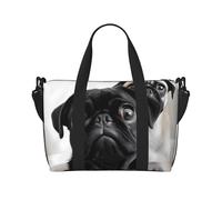 Sac de voyage pour homme et femme - Réglable - Grande capacité - Sac fourre-tout étanche pour le sport et le yoga, Adorable chien carlin noir., Taille unique