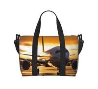 Sac de voyage pour homme et femme - Réglable - Grande capacité - Sac fourre-tout étanche pour le sport et le yoga, Avion sous la lumière du soir, Taille unique