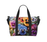 Sac de voyage pour homme et femme - Réglable - Grande capacité - Sac fourre-tout étanche pour le sport et le yoga, Fleurs de pensées, Taille unique