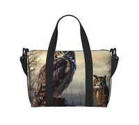 Sac de voyage pour homme et femme - Réglable - Grande capacité - Sac fourre-tout étanche pour le sport et le yoga, Clôture hibou assis, Taille unique