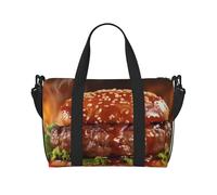 Sac de voyage pour homme et femme - Réglable - Grande capacité - Sac fourre-tout étanche pour le sport et le yoga, Steak de hamburger Fast Food, Taille unique