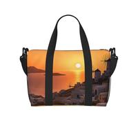 Sac de voyage pour homme et femme - Réglable - Grande capacité - Sac fourre-tout étanche pour le sport et le yoga, Paysage de coucher de soleil sur l'î, Taille unique
