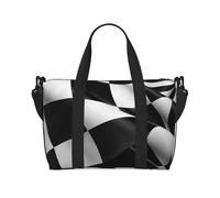 Sac de voyage pour homme et femme - Réglable - Grande capacité - Sac fourre-tout étanche pour le sport et le yoga, Motif drapeaux noirs et blancs, Taille unique