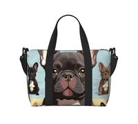 Sac de voyage pour homme et femme - Sac de sport - Bouledogue français - Joli sac de voyage à porter - Sac de voyage étanche avec bandoulière - Noir - Taille unique, Noir , Taille unique