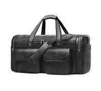 Sac de voyage pour homme, grand sac de sport en cuir synthétique pour voyage, sac de sport imperméable pour homme de nuit, sac de sport avec compartiment à chaussures - Parfait pour un usage quotidien/cadeau d'anniversaire, noir, Voyage