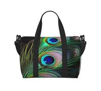 Sac de voyage pour homme, sac de sport, sac de voyage en plumes de paon vert avec bandoulière, grand sac fourre-tout de gym pour femme, sac de week-end, sac de transport pliable pour avion