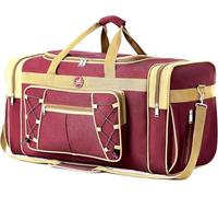 Sac de Voyage pour Homme, Week-End, Sac de Transport, léger, Extra Large, Oxford, Robuste, imperméable pour Homme et Femme, 66 cm (Bleu doré), Rouge/Or, X-Large