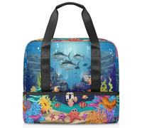 Sac de voyage pour hommes, femmes, filles, garçons, 21 L, sac de week-end, sac fourre-tout de sport, sac de voyage, sac de week-end, joli monde sous-marin, couleur, 21L, Sac de voyage