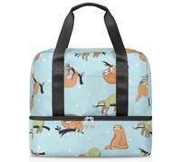 Sac de voyage pour hommes, femmes, filles, garçons, 21 L, sac de week-end, sac fourre-tout de sport séparé, sac de gym, voyage, sac de week-end, motif paresseux animal amusant, couleur, 21L, Sac de