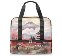 Sac de voyage pour hommes, femmes, filles, garçons, 21 L, sac fourre-tout de sport séparé, sac de sport, sac de voyage, sac de week-end, aquarelle, art japonais, couleur, 21L, Sac de voyage