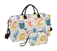 Sac de voyage pour la nuit - Motif monstres mignons et amusants - Sac de sport avec sangle réglable pour voyage en avion - Pliable