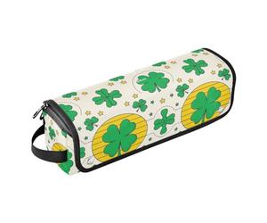 Sac de voyage pour la Saint-Patrick - Motif trèfle et étoiles vertes - Résistant à la chaleur - Organiseur portable pour outils chauds - Fer à friser - Fer à friser - Volumiseur de cheveux - Portable