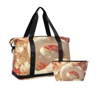 Sac de voyage pour le Nouvel An chinois avec fleurs de serpent blanc avec trousse de toilette pour trekking, multifonctionnel, Fleurs de serpent blanc Nouvel An chinois, 1 size