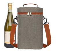 Sac de voyage pour le vin - Porte-bouteille de vin Dureble - Portable et élégant - Isotherme 2 bouteilles - Sac cadeau pour les fêtes, les pique-niques en plein air - Pour femmes, hommes et femmes,