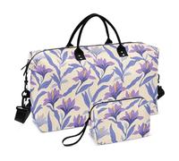 Sac de voyage pour le week-end, le voyage, la nuit, la gym, sac de sport avec sangle réglable, grande capacité, Motif iris rétro blanc