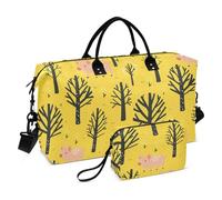 Sac de voyage pour objet personnel, illustration touristique, cochon, jaune, vecteur, gym, sport, sacs avec sangle réglable pour la randonnée, pliable, bolsa para viajar en avion de mujer