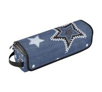 Sac de voyage pour outils capillaires avec tapis en fer imperméable pour outils capillaires pour fer plat, outils chauds et accessoires de soins capillaires, imprimé denim étoiles bleues, essentiels