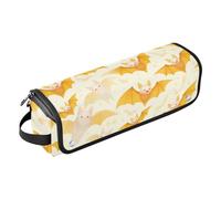 Sac de voyage pour outils capillaires avec tapis résistant à la chaleur de grande capacité pour fers plats, lisseurs, fers à friser, chauve-souris de vampire de dessin animé, jaune vif