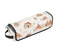 Sac de voyage pour outils de cheveux avec coussinet résistant à la chaleur, étui de transport portable pour fers plats, lisseurs, fers à friser, attrape-rêves Western Boho Cactus Petite ville