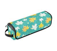 Sac de voyage pour outils de cheveux avec tapis amovible résistant à la chaleur pour fer à friser, fer à friser, sèche-cheveux, aquarelle, blanc, jaune, feuilles d'érable, turquoise, Aquarelle blanc