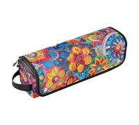 Sac de voyage pour outils de cheveux avec tapis de fer, grand étui de voyage pour lisseurs, fer à friser, sèche-cheveux, fleurs mandala colorées, sac de voyage pour outils capillaires